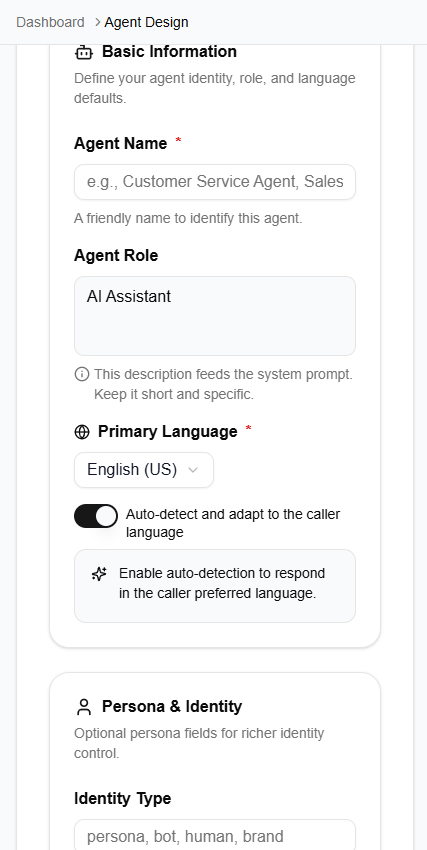 Agent Creation Form