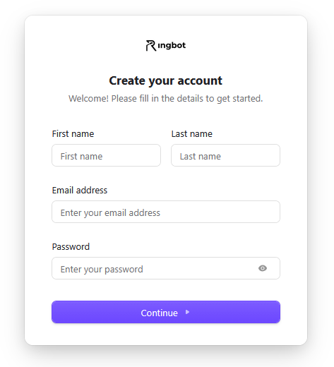 RingBot Sign-up Form